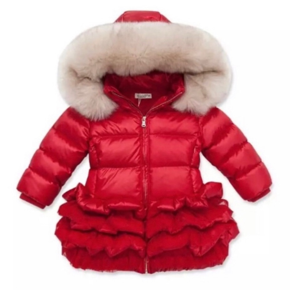 Dave & Bella Red luxury ruffle down coat size 4t